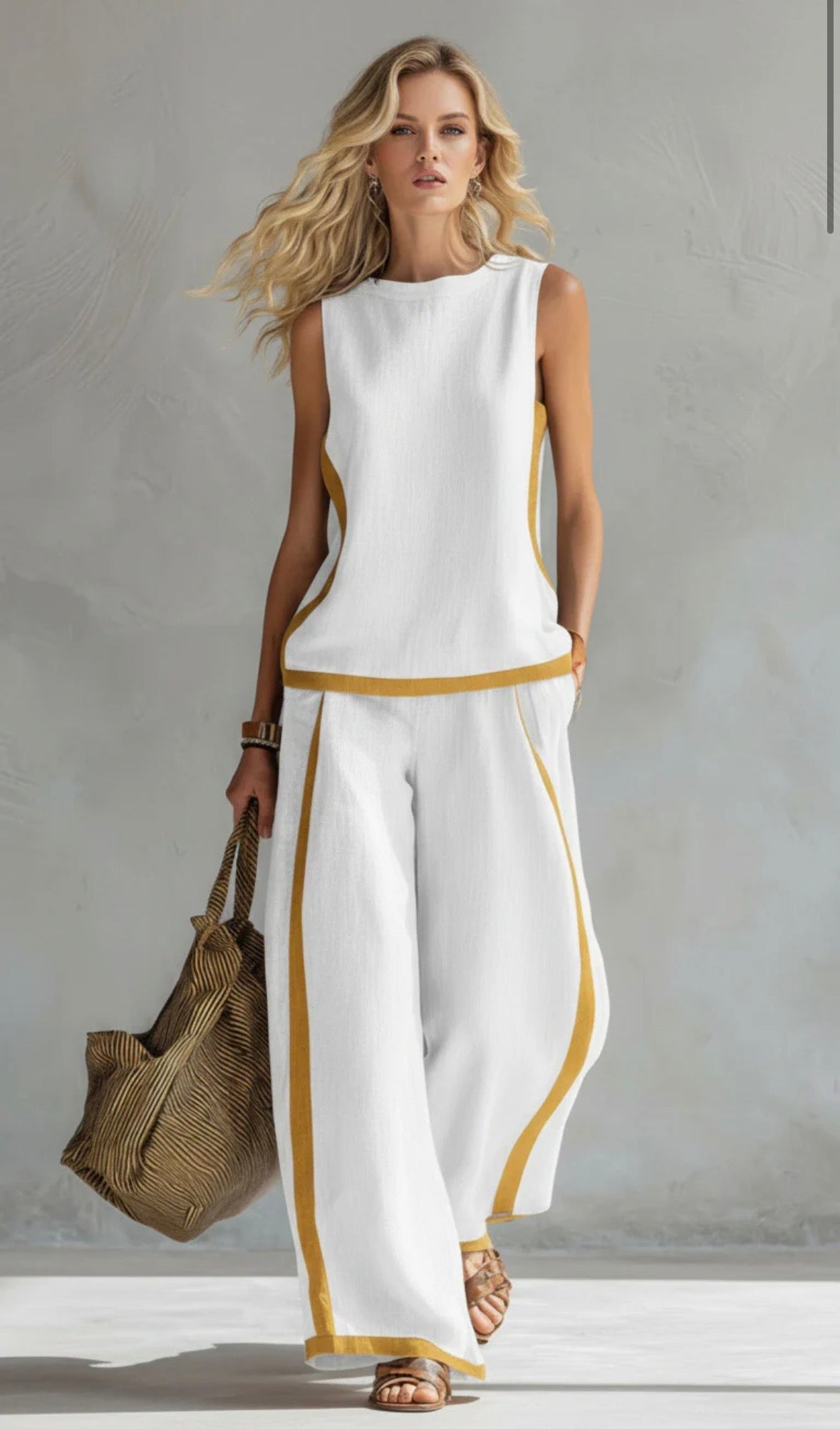 Françoise · Ensemble gilet et pantalon à bordure contrastante