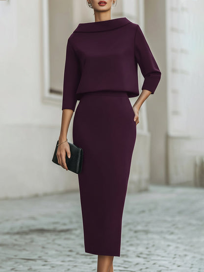 Vivienne · Ensemble haut col bateau et jupe midi