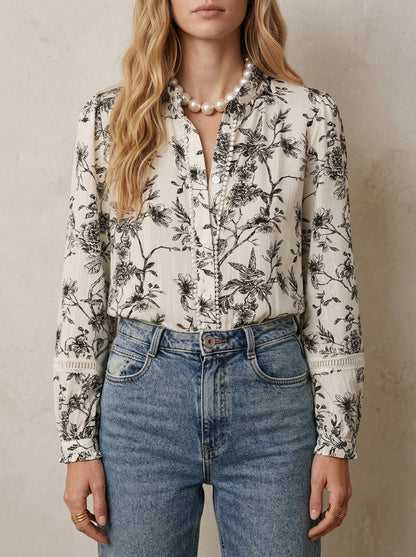 Françoise · Blouse à imprimé botanique et col en V profond