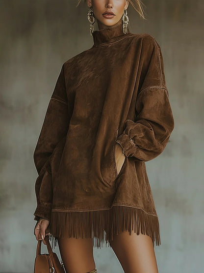 Amalia · Robe à col montant et franges
