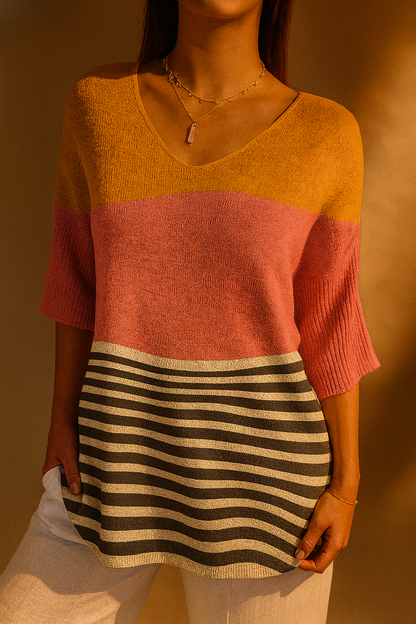 Pull en maille décontracté avec motif abstrait pour femmes