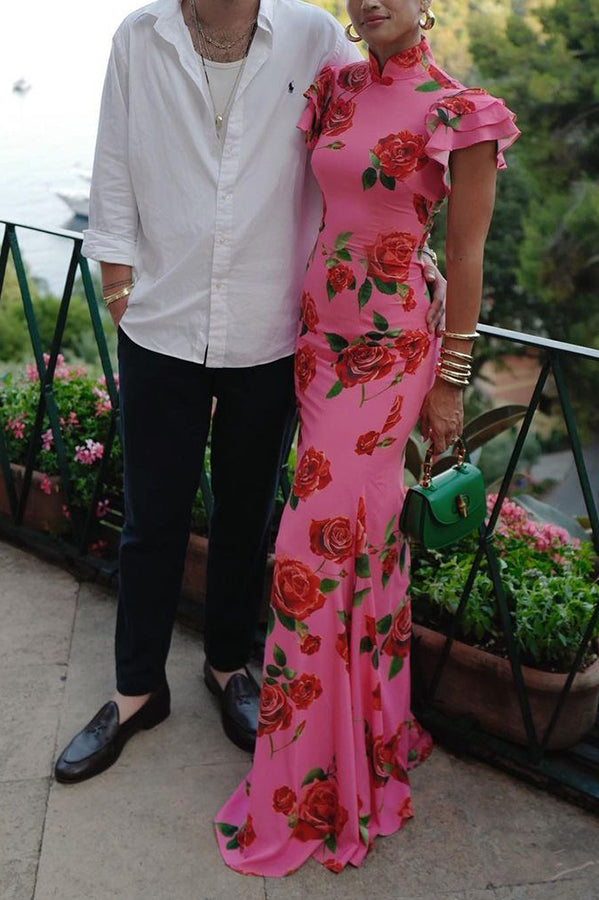 Monique · Robe longue florale à allure majestueuse