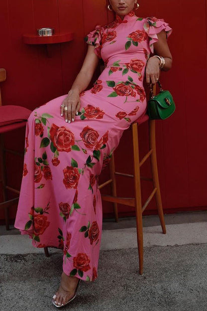 Monique · Robe longue florale à allure majestueuse