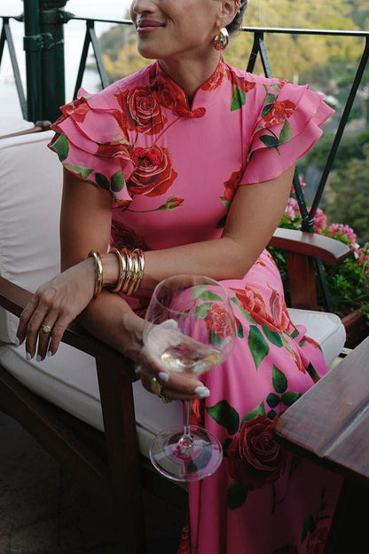 Monique · Robe longue florale à allure majestueuse