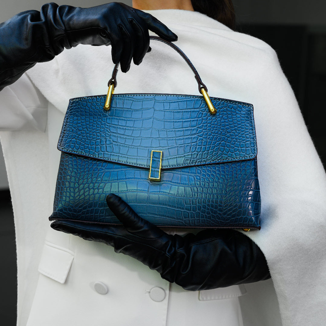 Sylvie · Sac structuré à l'effet croco brillant