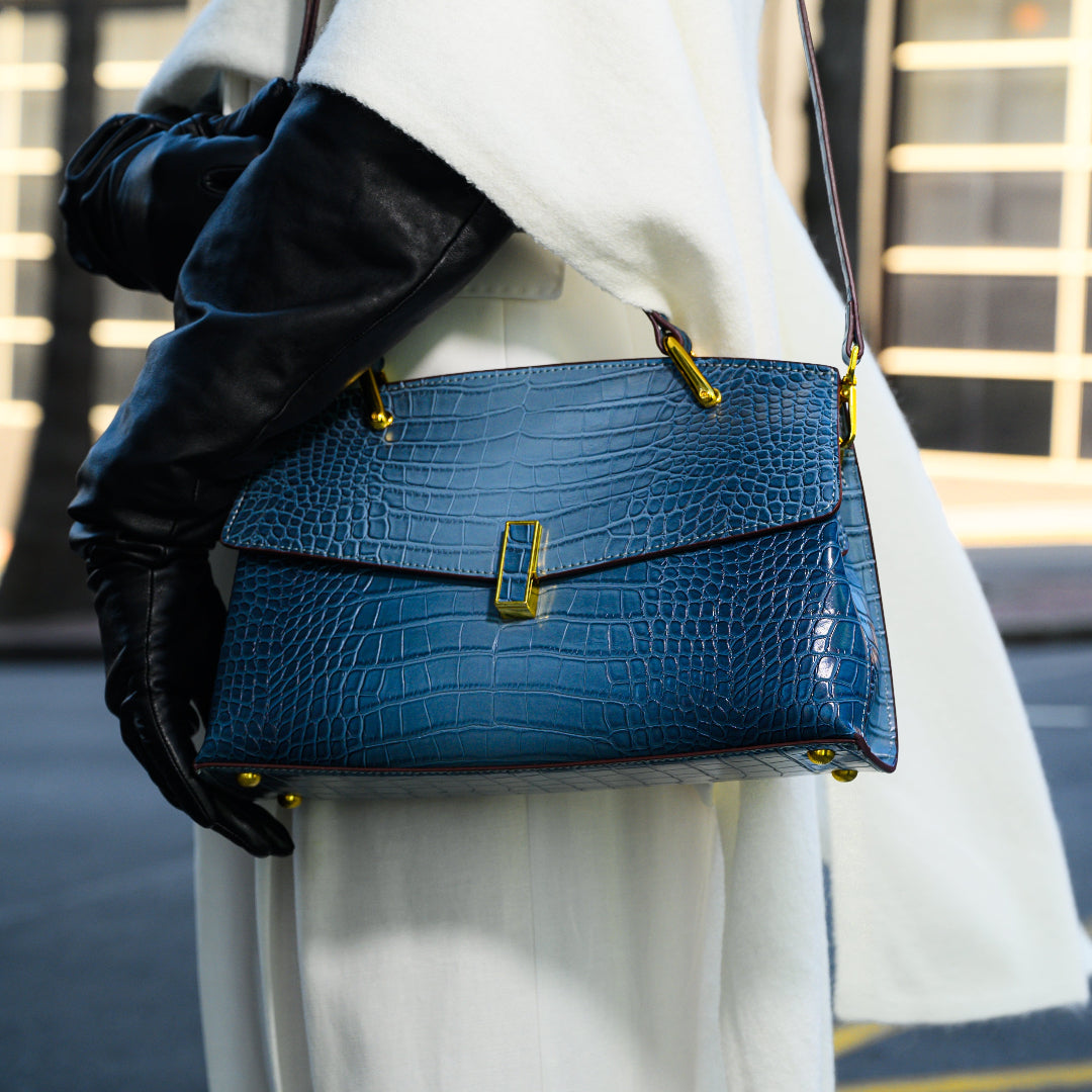 Sylvie · Sac structuré à l'effet croco brillant
