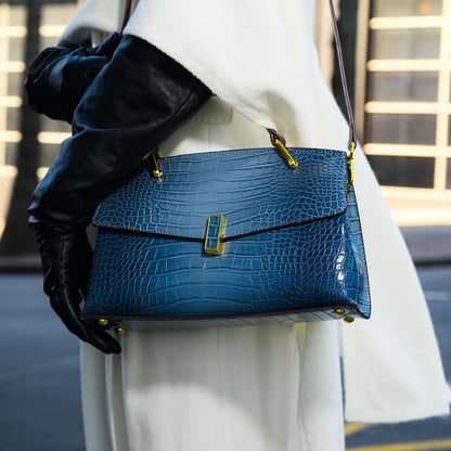 Sylvie · Sac structuré à l'effet croco brillant