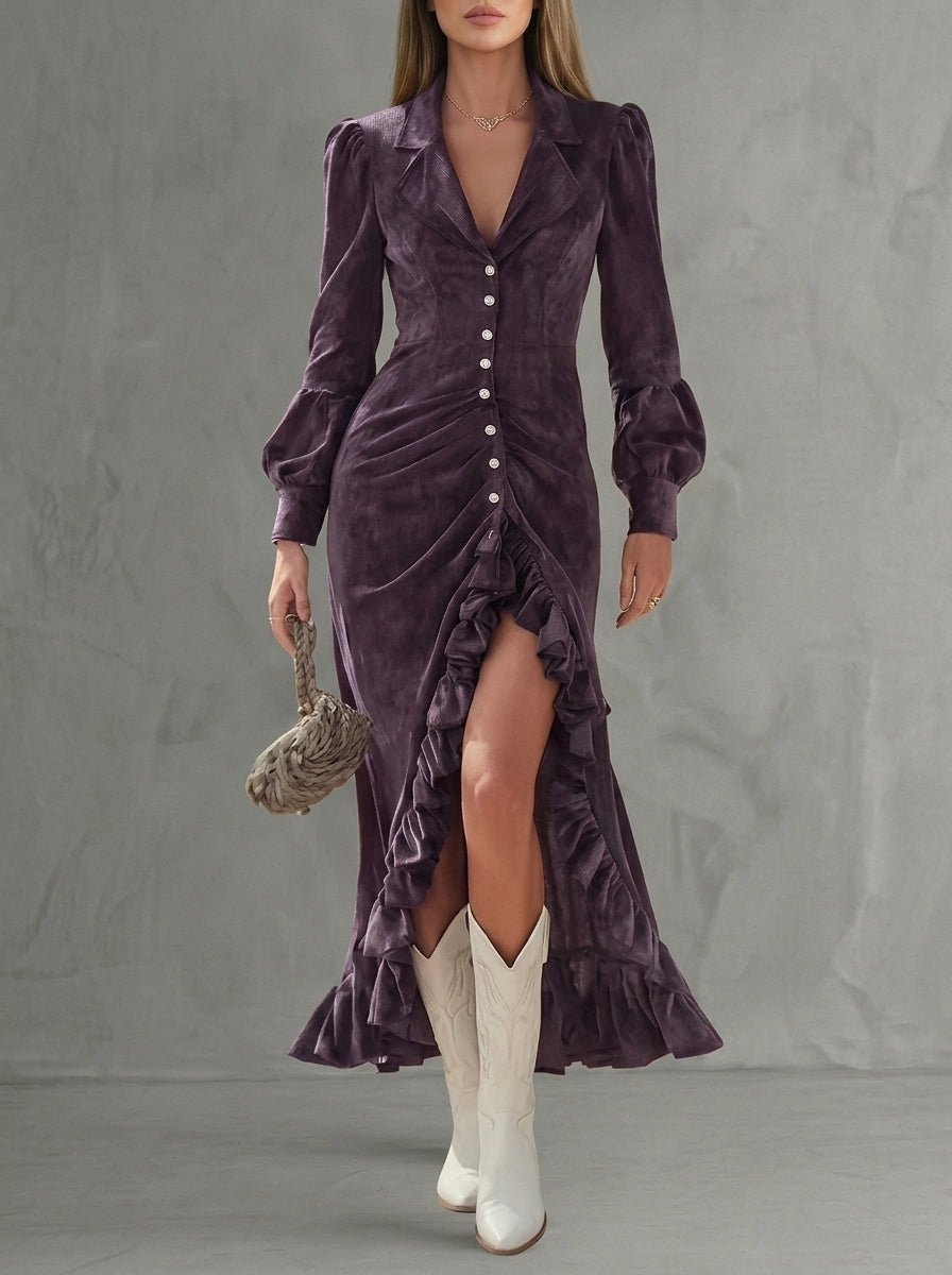 Monique · Robe midi à taille haute au charme raffiné