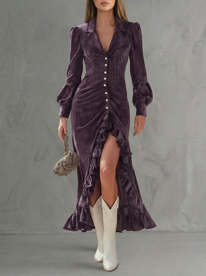 Monique · Robe midi à taille haute au charme raffiné