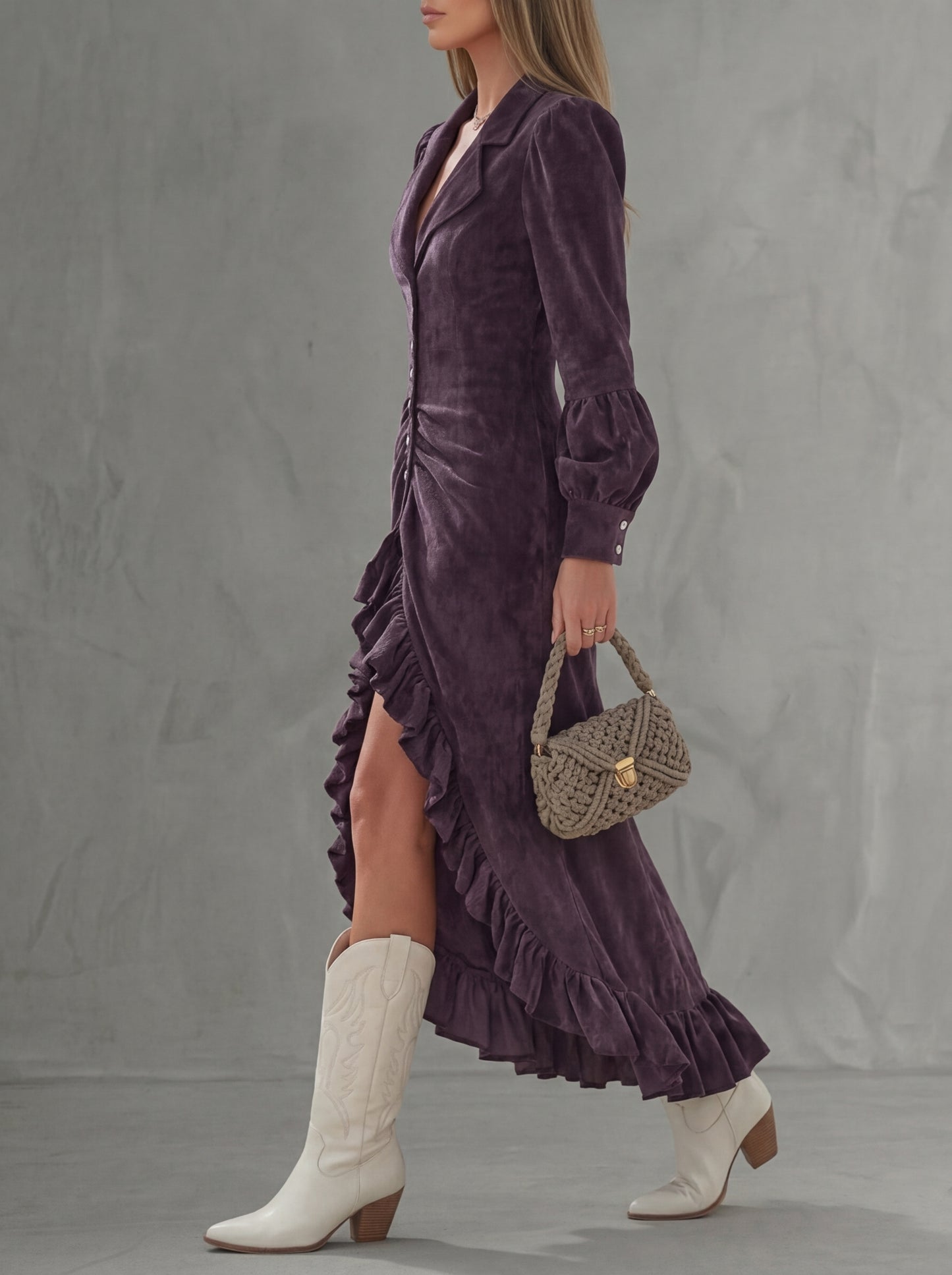 Monique · Robe midi à taille haute au charme raffiné