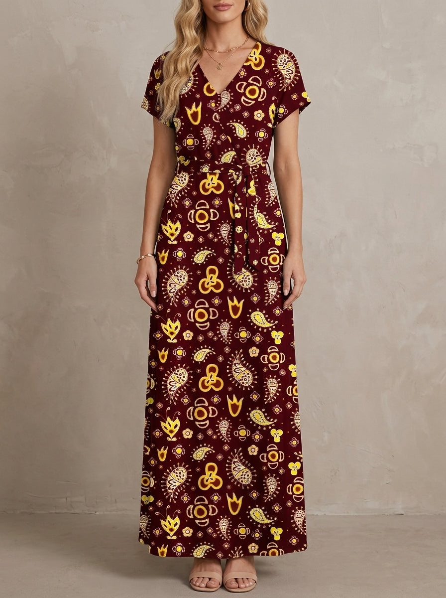 Rosalie · Robe maxi fleurie à manches bouffantes et taille froncée