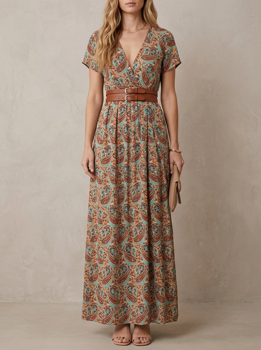 Rosalie · Robe maxi fleurie à manches bouffantes et taille froncée