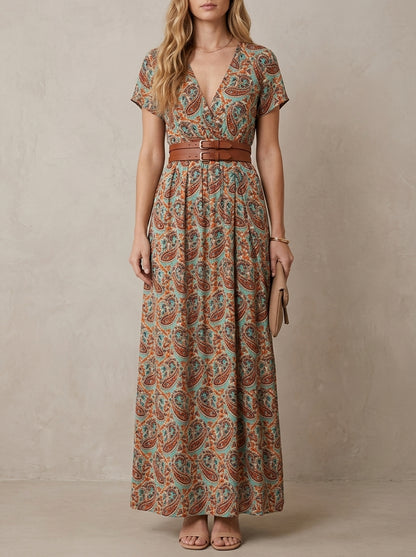 Rosalie · Robe maxi fleurie à manches bouffantes et taille froncée