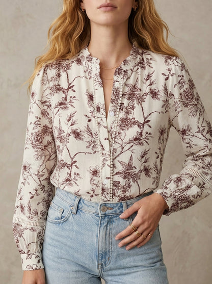 Françoise · Blouse à imprimé botanique et col en V profond