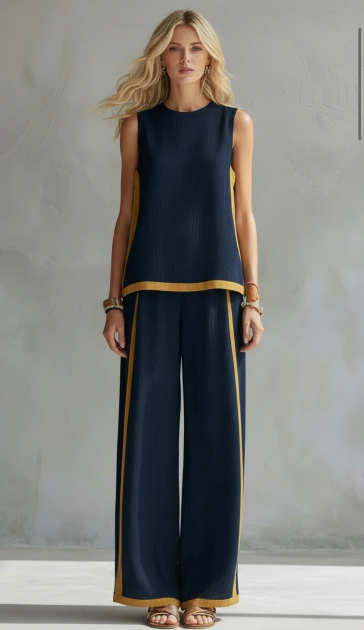 Françoise · Ensemble gilet et pantalon à bordure contrastante