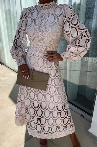 Eloah™ | Robe Midi Élégante en Dentelle