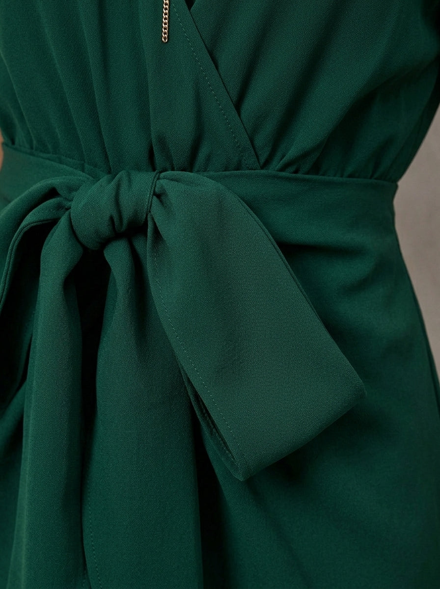 Odile · Robe midi à col en V et nœud à la taille