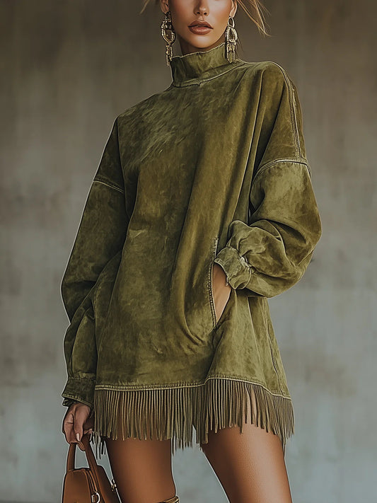 Amalia · Robe à col montant et franges