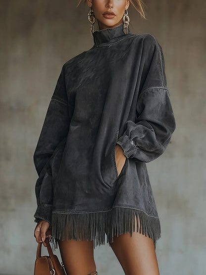 Amalia · Robe à col montant et franges