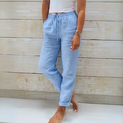 Allison - Pantalons Tailorés en Lin et Coton de Luxe