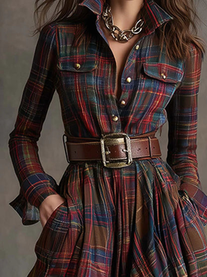 Beatriz · Robe longue à carreaux avec ceinture
