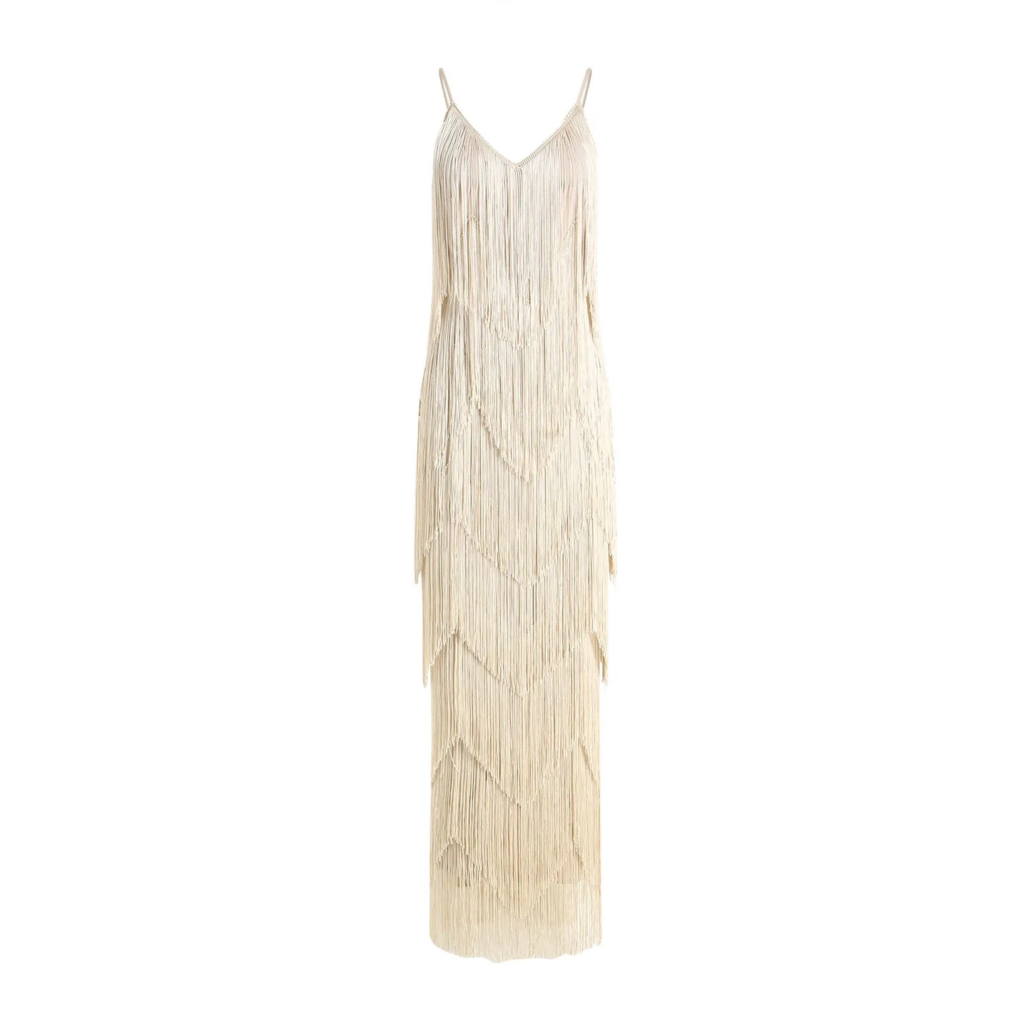 Geneviève · Robe à bretelles avec détails frangés