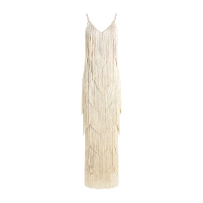 Geneviève · Robe à bretelles avec détails frangés