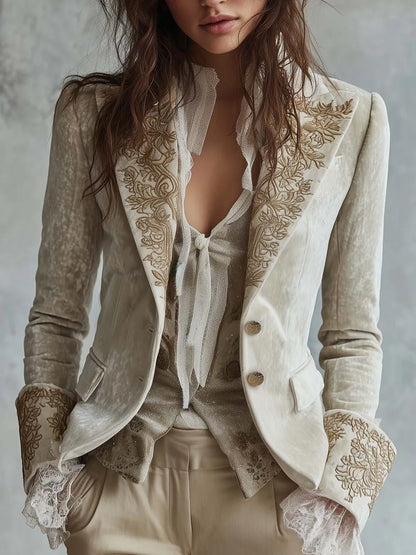Jeanne · Blazer fleuri à manches longues