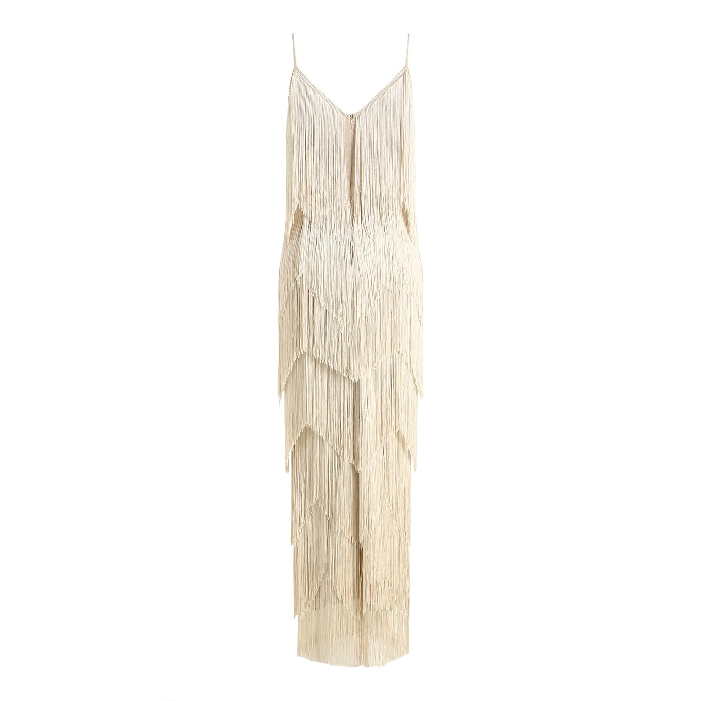 Geneviève · Robe à bretelles avec détails frangés