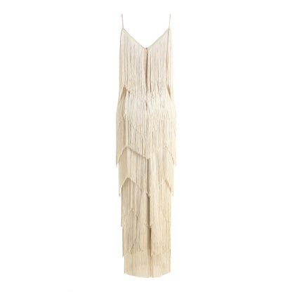 Geneviève · Robe à bretelles avec détails frangés