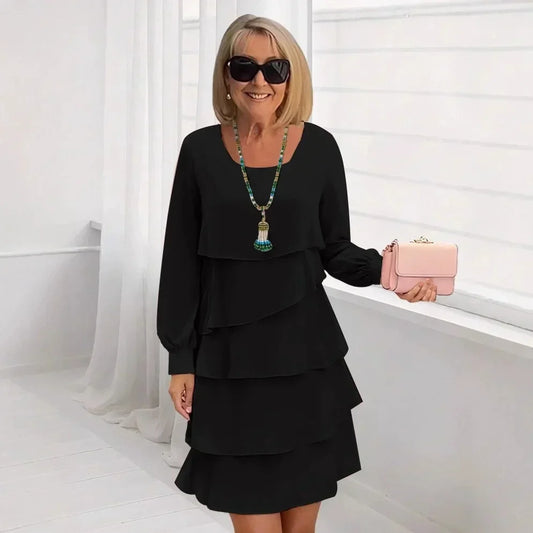 Margaret | Robe Longue à Manches Longues avec Volants Élégante et Confortable