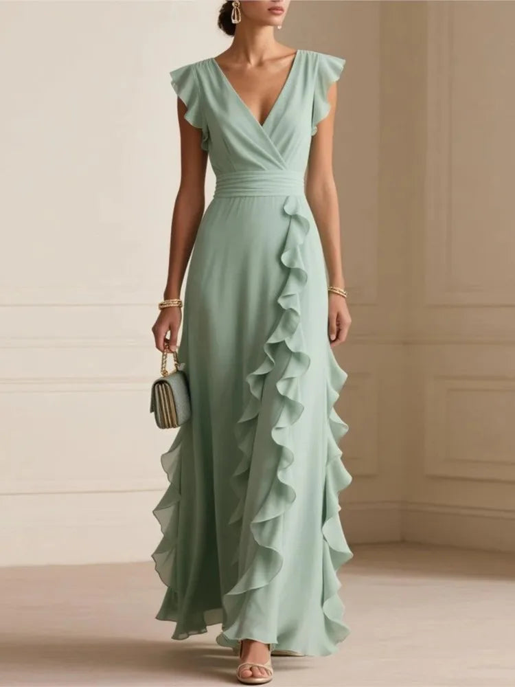 Madeleine · Robe de soirée plissée à volants cascadants