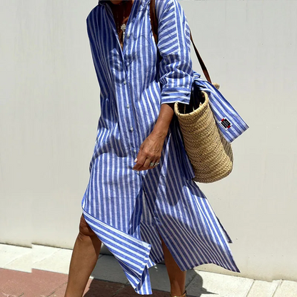 Cerys - Robe Chemise Rayée Élégante