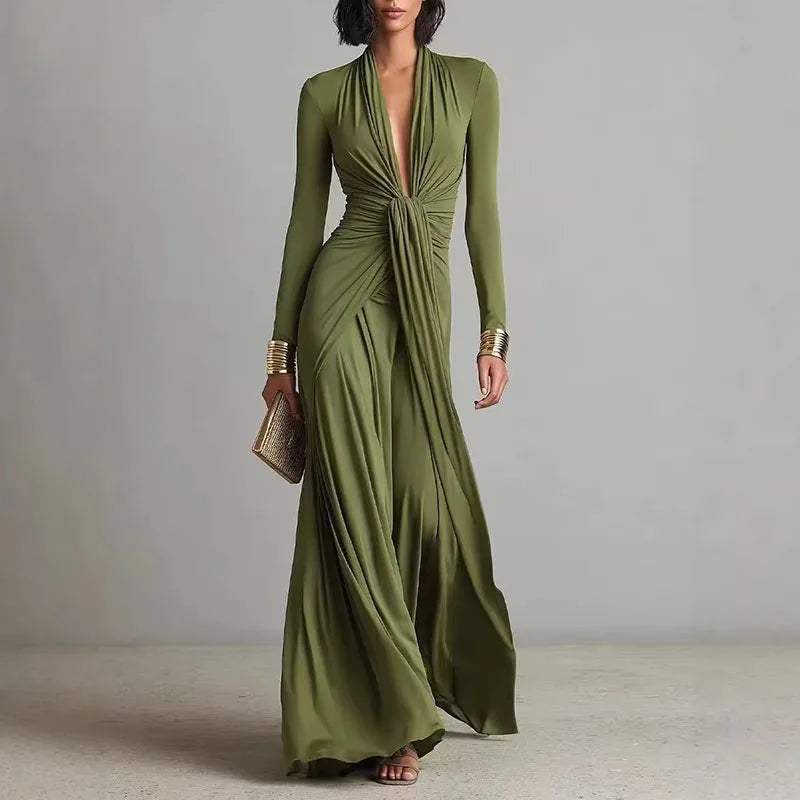 Leonora · Robe maxi avec décolleté drapé