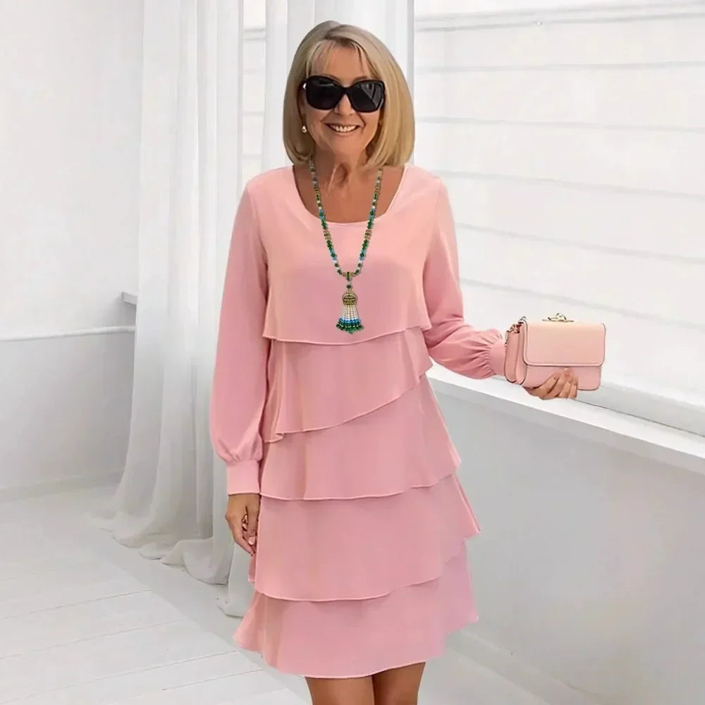 Margaret | Robe Longue à Manches Longues avec Volants Élégante et Confortable