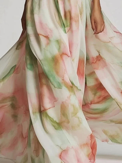 Celestina · Robe maxi asymétrique avec imprimé artistique