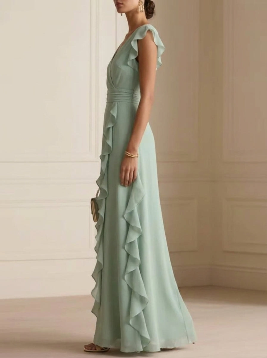 Madeleine · Robe de soirée plissée à volants cascadants