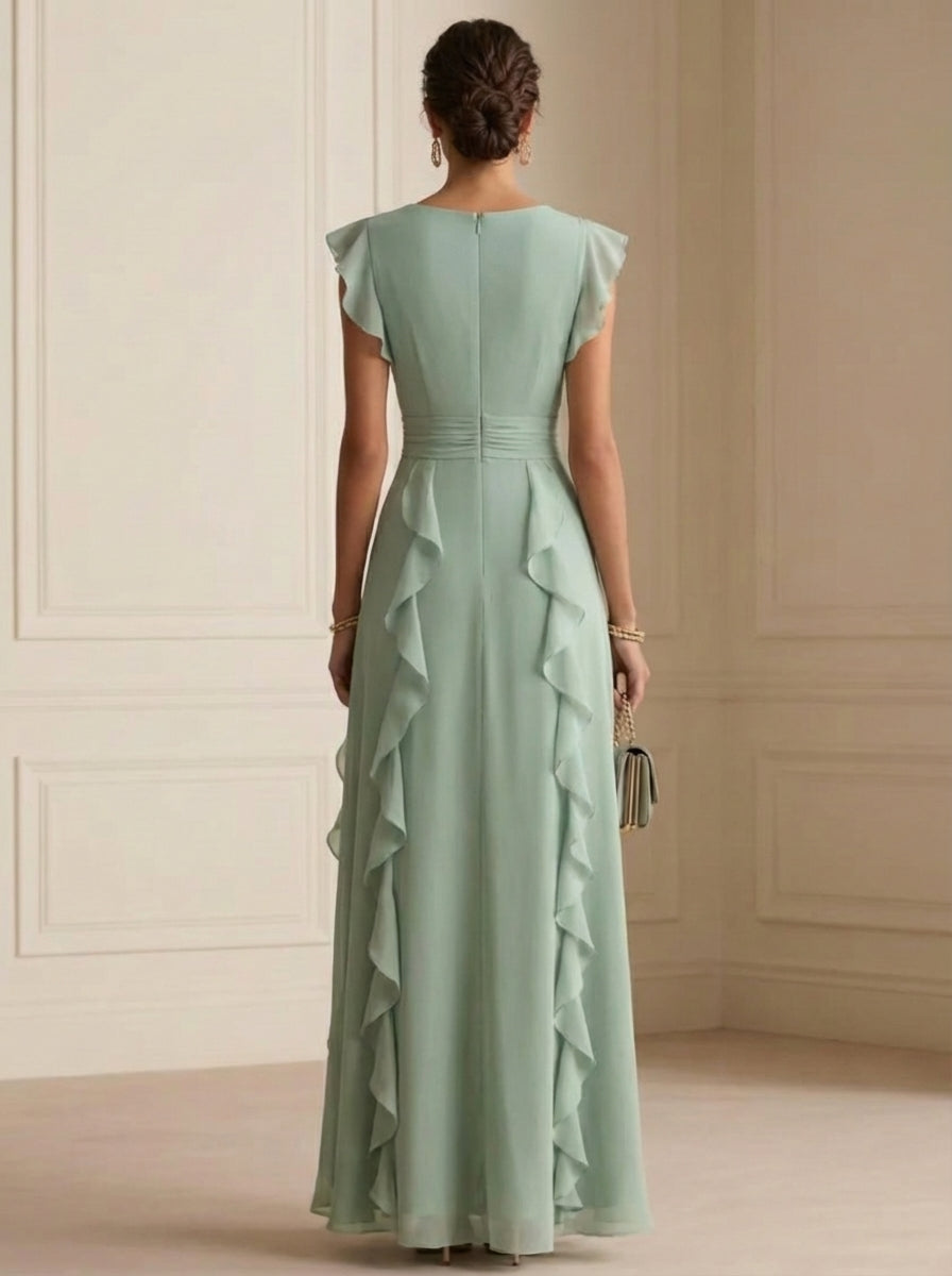 Madeleine · Robe de soirée plissée à volants cascadants