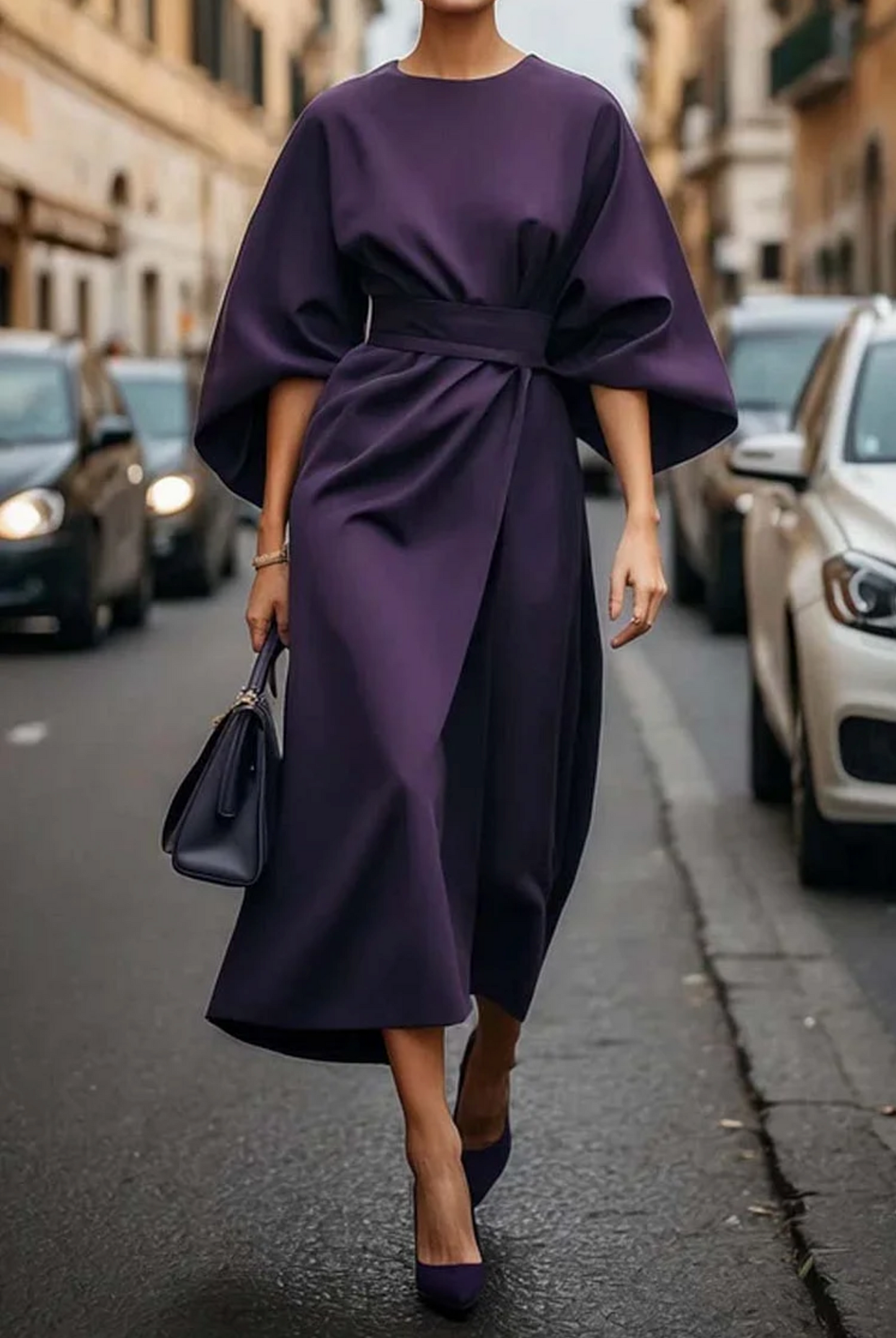 Sylvie · Robe élégante à manches lanternes raffinées