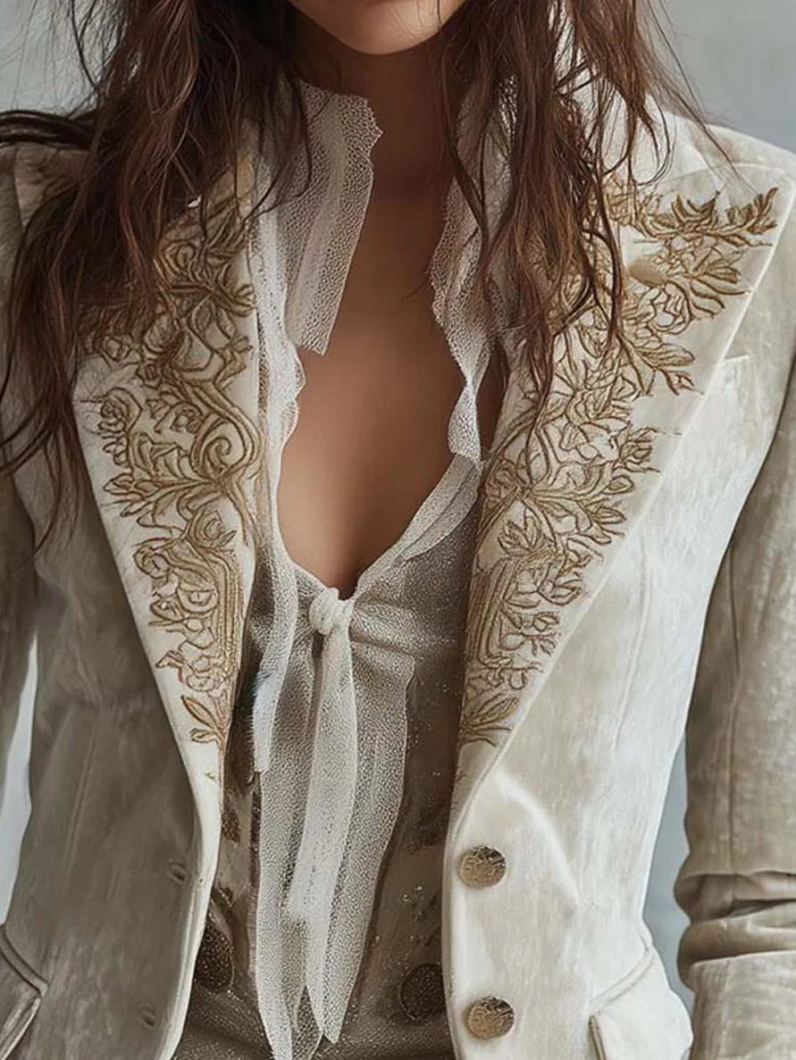 Jeanne · Blazer fleuri à manches longues