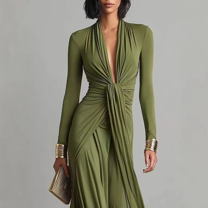 Leonora · Robe maxi avec décolleté drapé