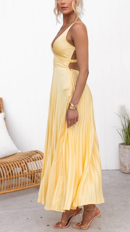 Malka™ | Robe longue plissée avec décolleté en V