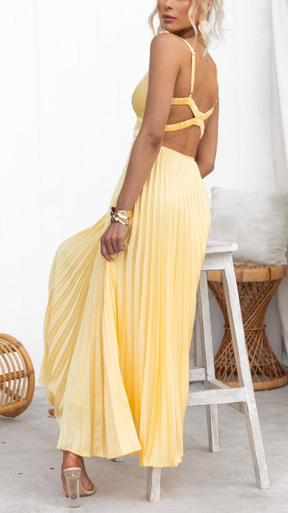 Malka™ | Robe longue plissée avec décolleté en V