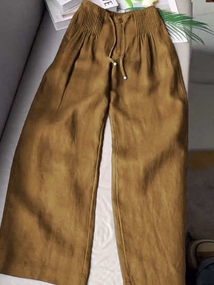 AMELINA – PANTALONS EN LIN PLISSÉS AVEC UNE COUPE CONFORTABLE