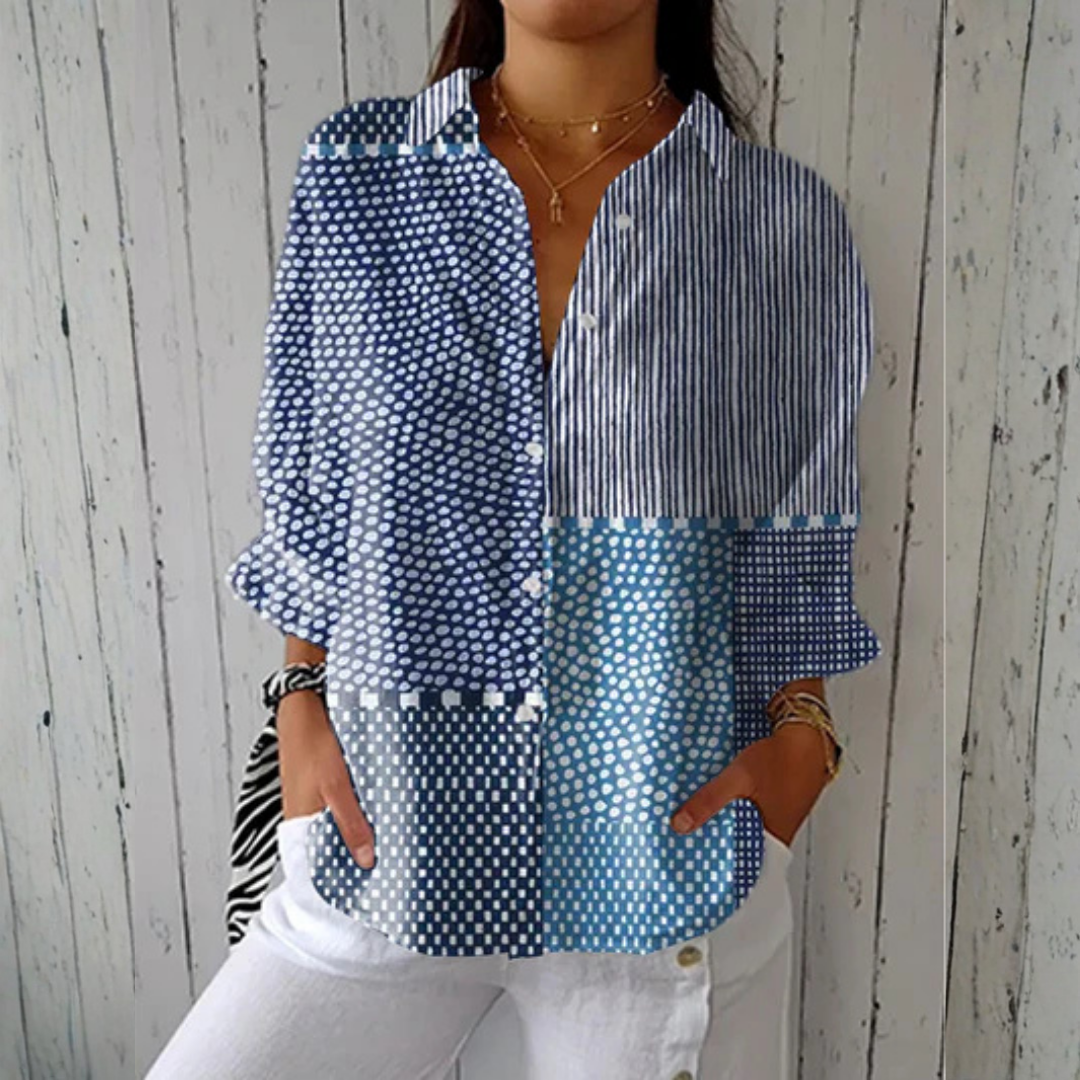 Olivia | Blouse Patchwork Océan