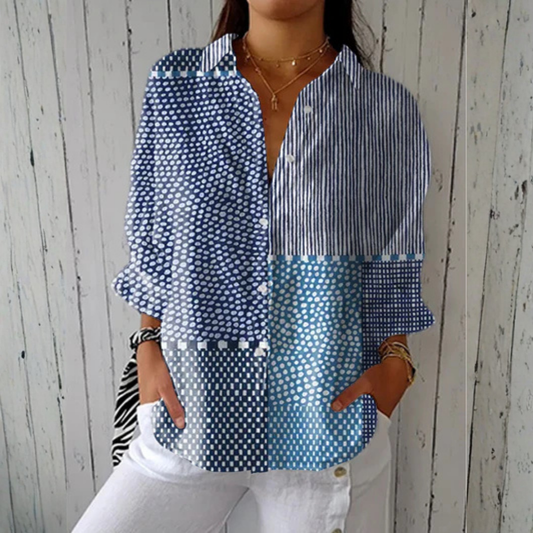 Olivia | Blouse Patchwork Océan