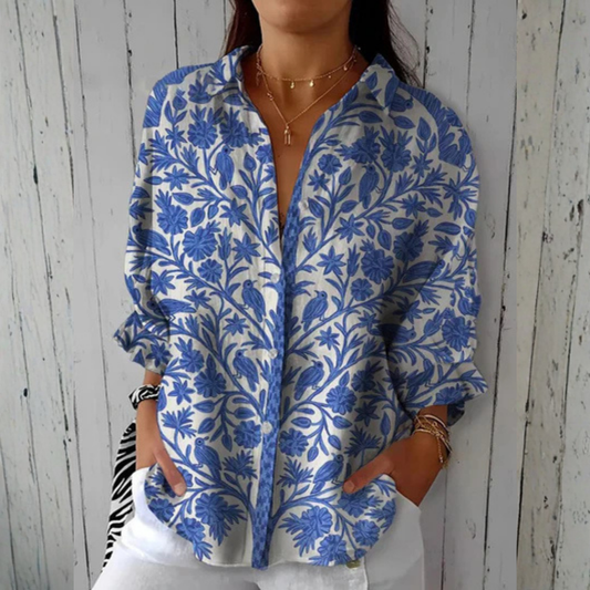 Isabella | Blouse de jardin bleue