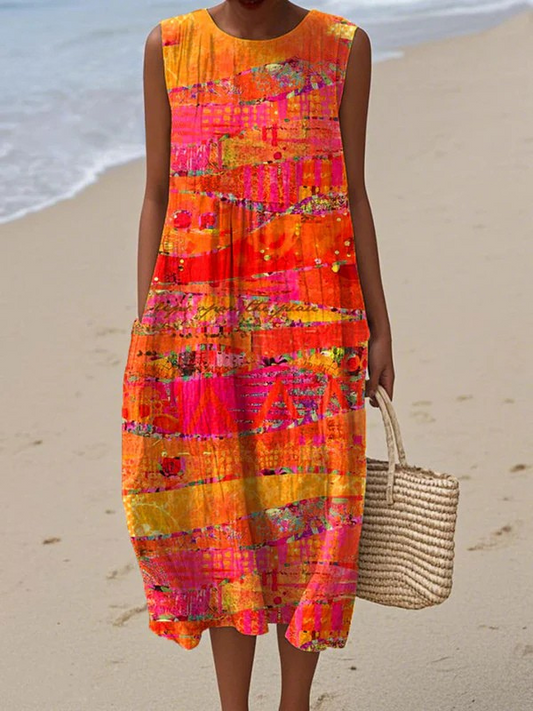 Faye™ Robe Midi coucher de soleil