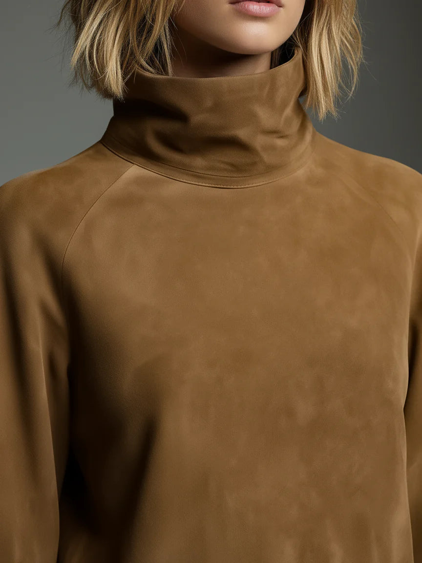 Beli | Robe mini ample en daim avec col montant