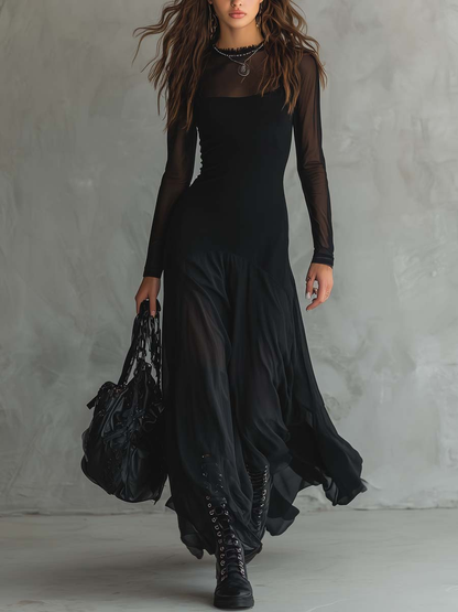 Neroa • Robe maxi à coupe ample en tulle noir